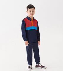 Boys Navy Color Block Fleece 1/4 Zip Mockneck | Hatley Outlet Boys
