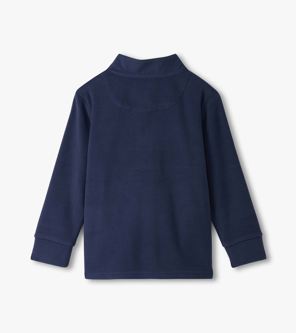 Boys Navy Color Block Fleece 1/4 Zip Mockneck | Hatley Outlet Boys