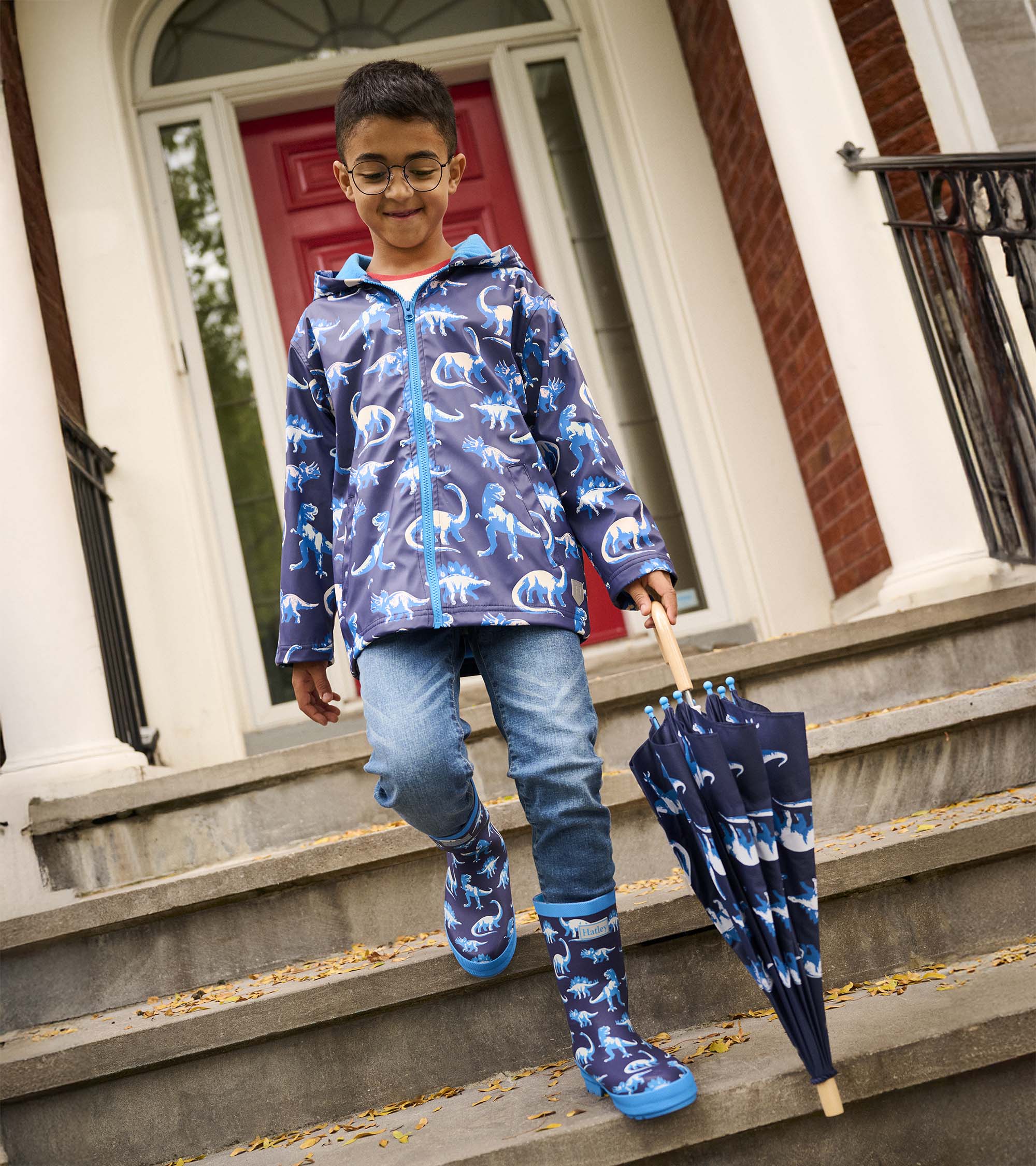 Boys Painted Dinos Color Changing Zip-Up Rain Jacket | Hatley For Boys