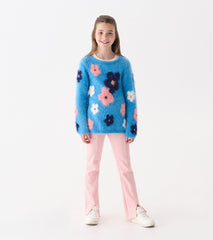 Girls Flamingo Pink Herringbone Bell Bottoms | Hatley