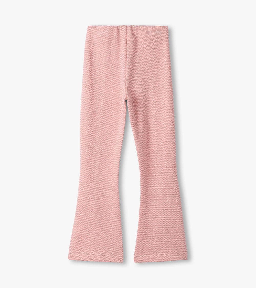 Girls Flamingo Pink Herringbone Bell Bottoms | Hatley