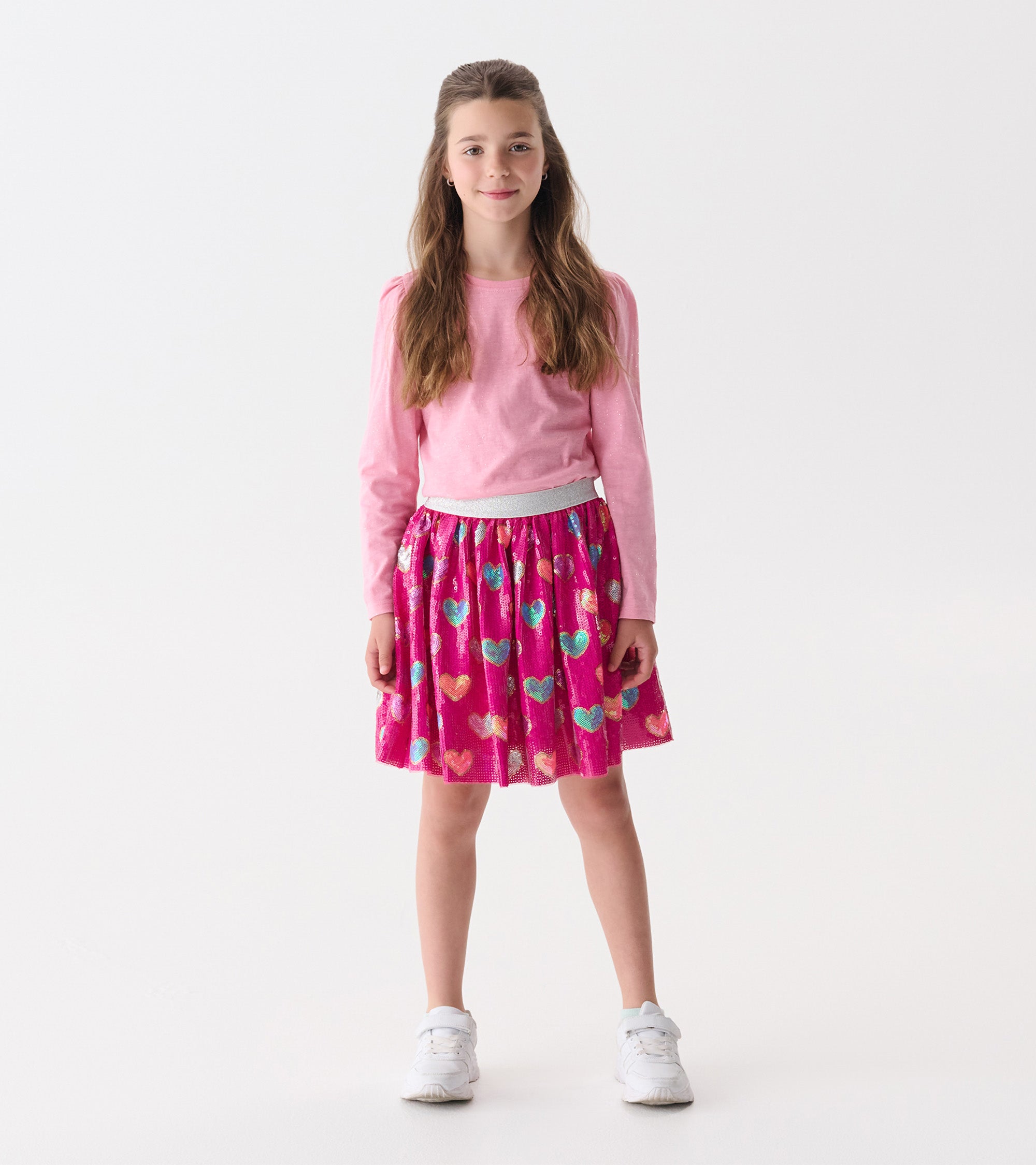 Girls Pink Busted Hearts Sequin Skirt | Hatley Onsale Girls