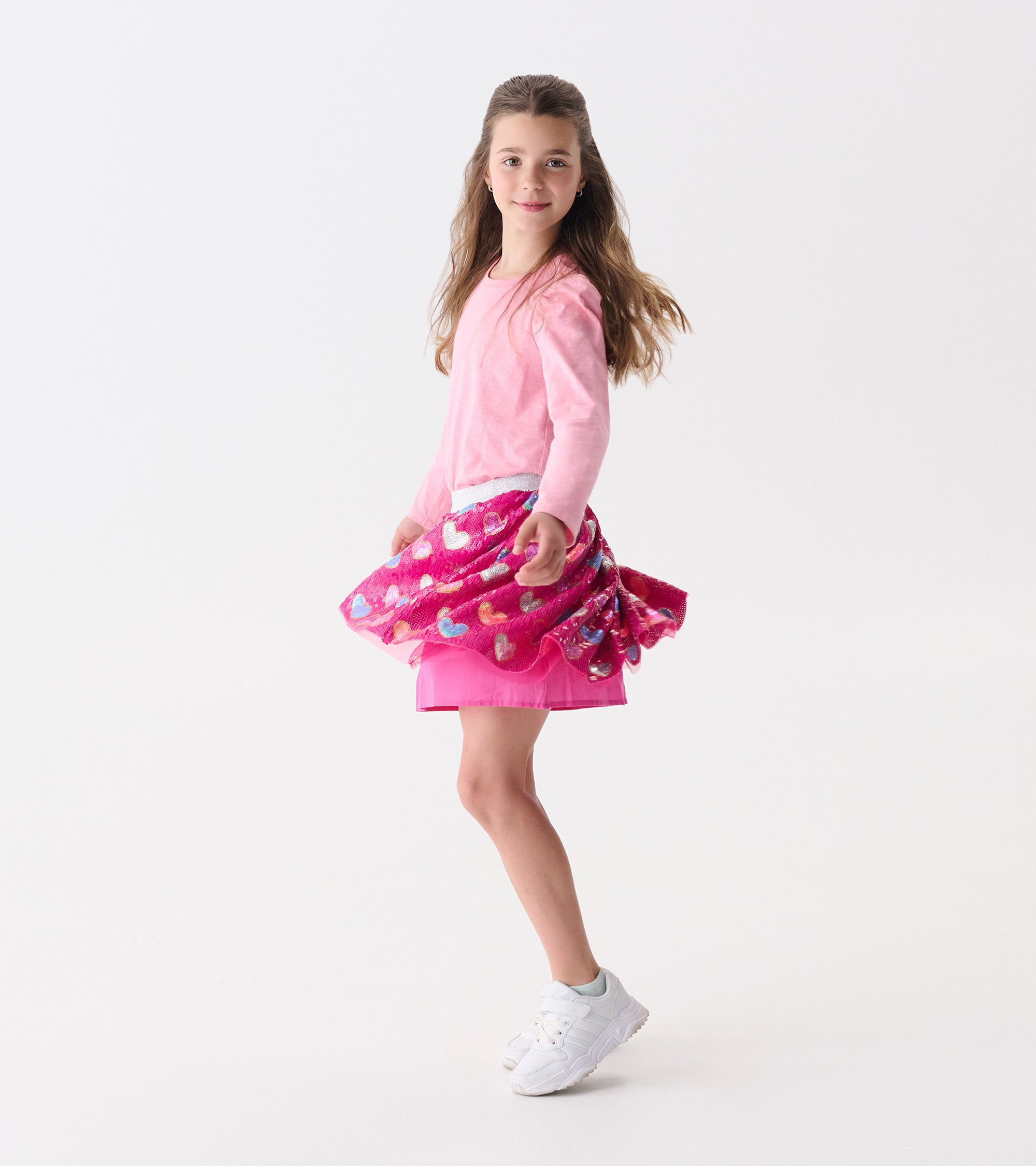 Girls Pink Busted Hearts Sequin Skirt | Hatley Onsale Girls