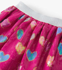 Girls Pink Busted Hearts Sequin Skirt | Hatley Onsale Girls