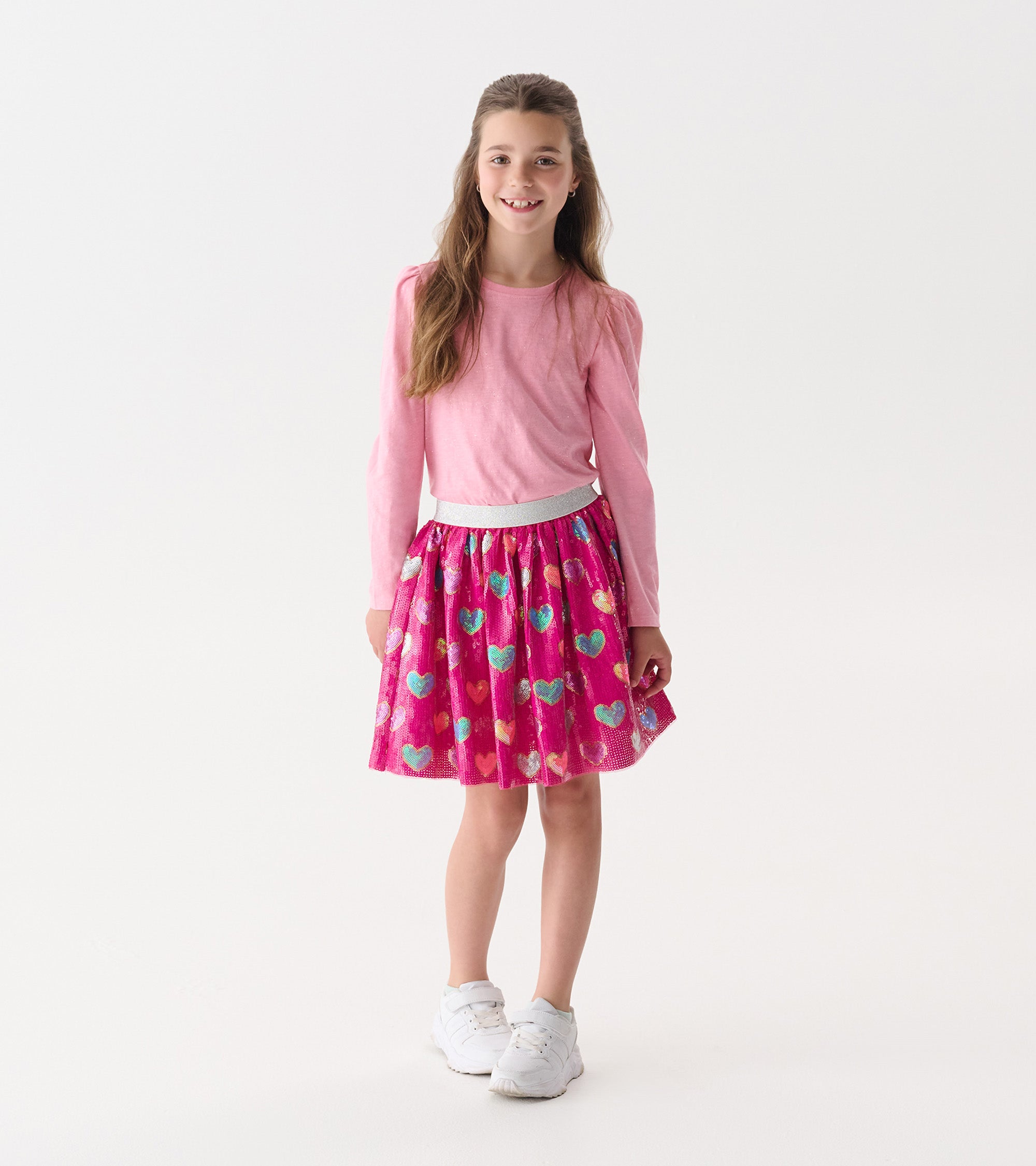 Girls Pink Busted Hearts Sequin Skirt | Hatley Onsale Girls