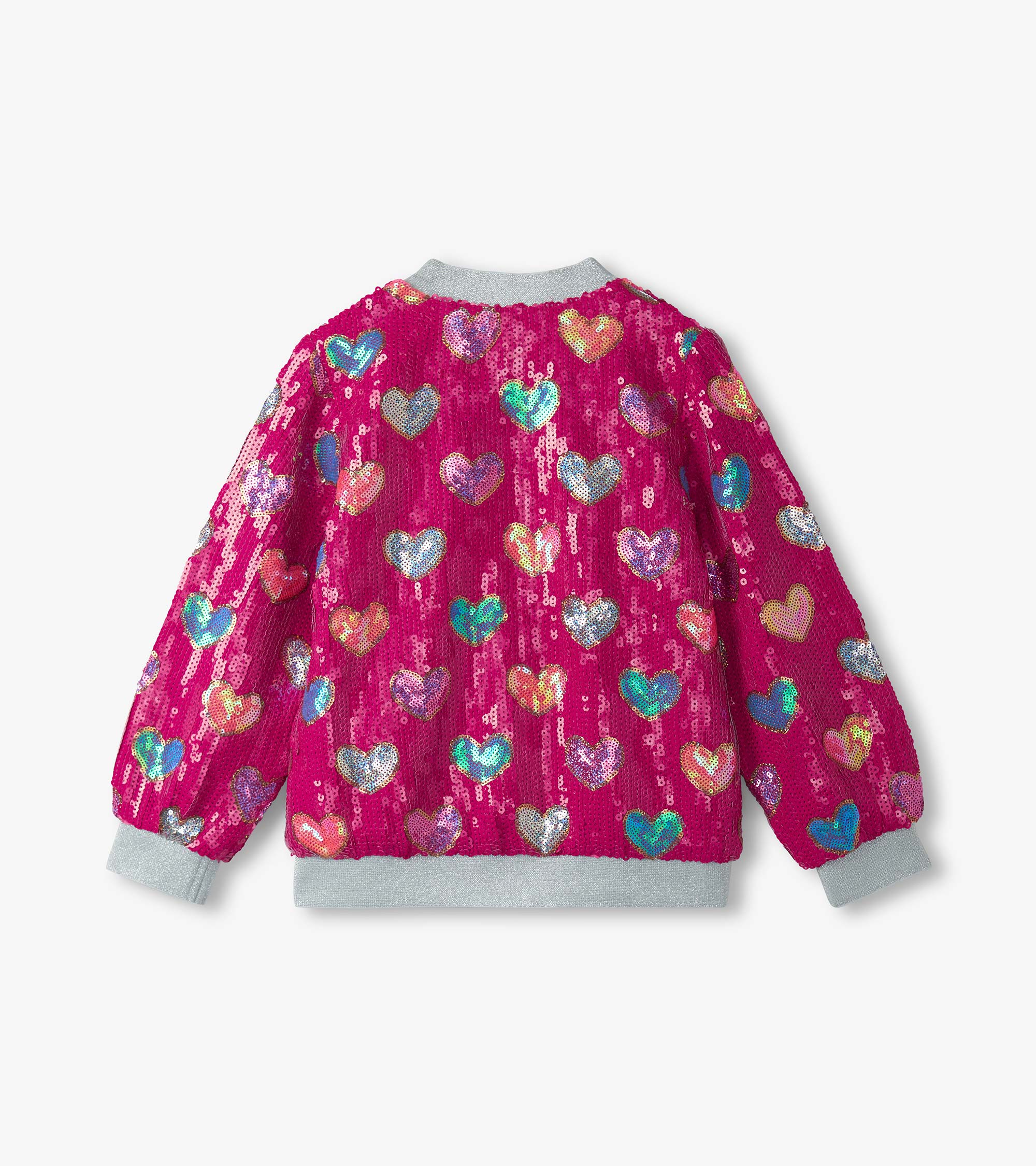 Girls Pink Busted Hearts Sequin Bomber Jacket | Hatley US Girls