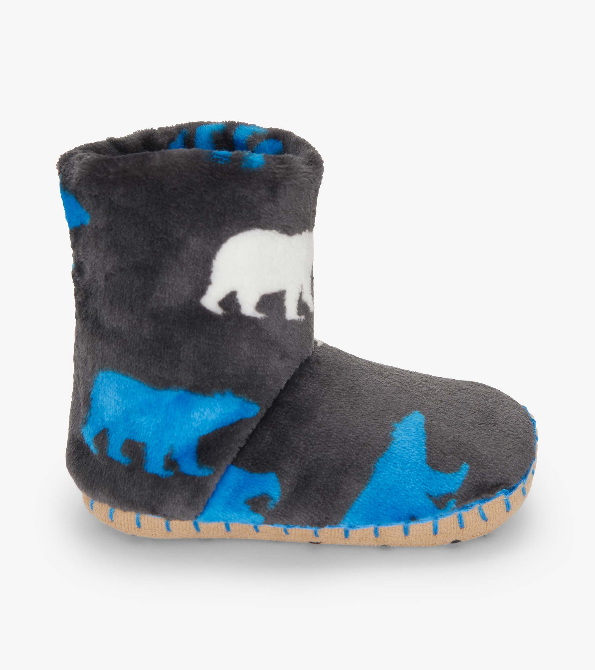 Boys Polar Bear Silhouette Fuzzy Fleece Slippers | Hatley Sale Boys
