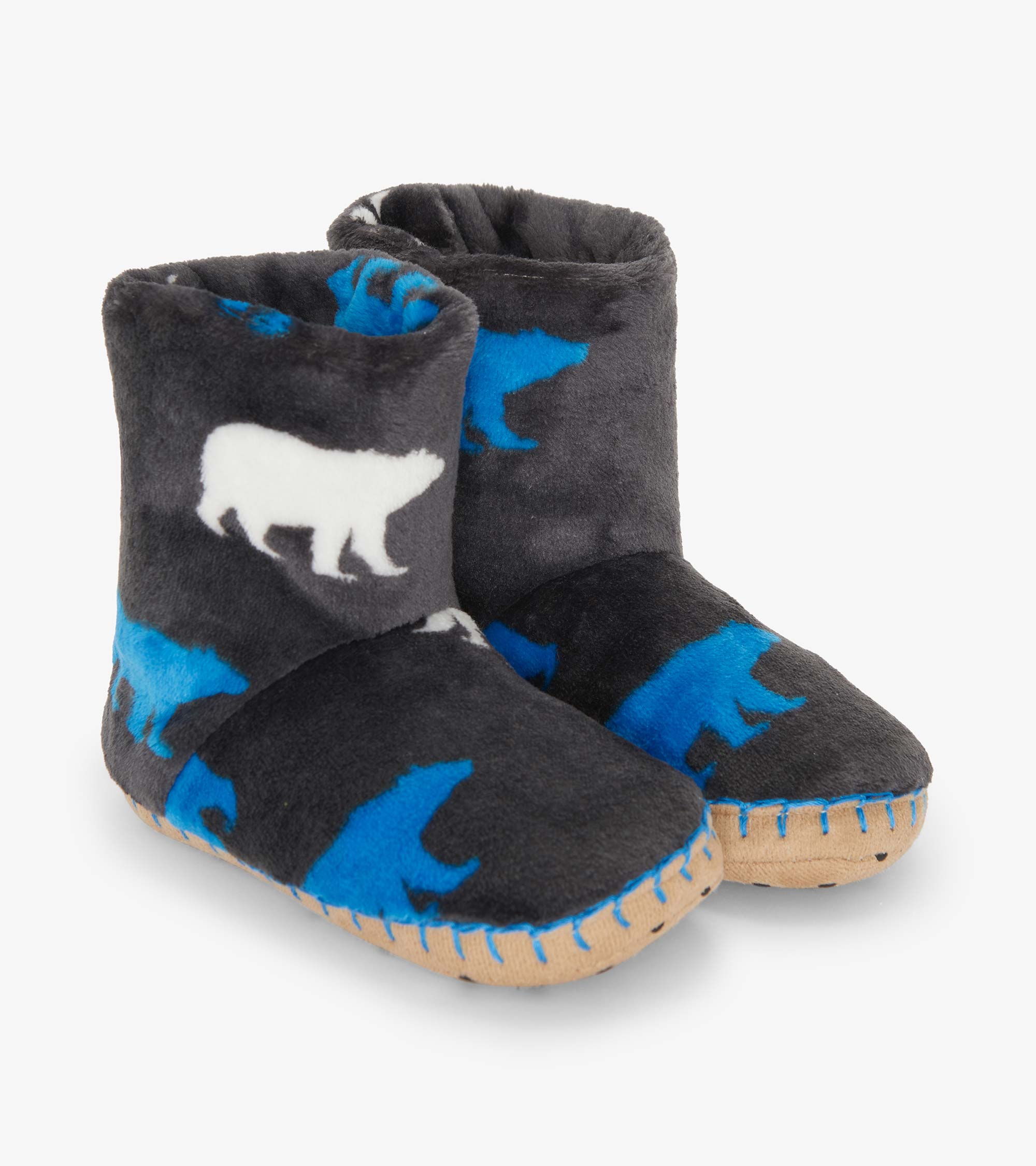 Boys Polar Bear Silhouette Fuzzy Fleece Slippers | Hatley Sale Boys