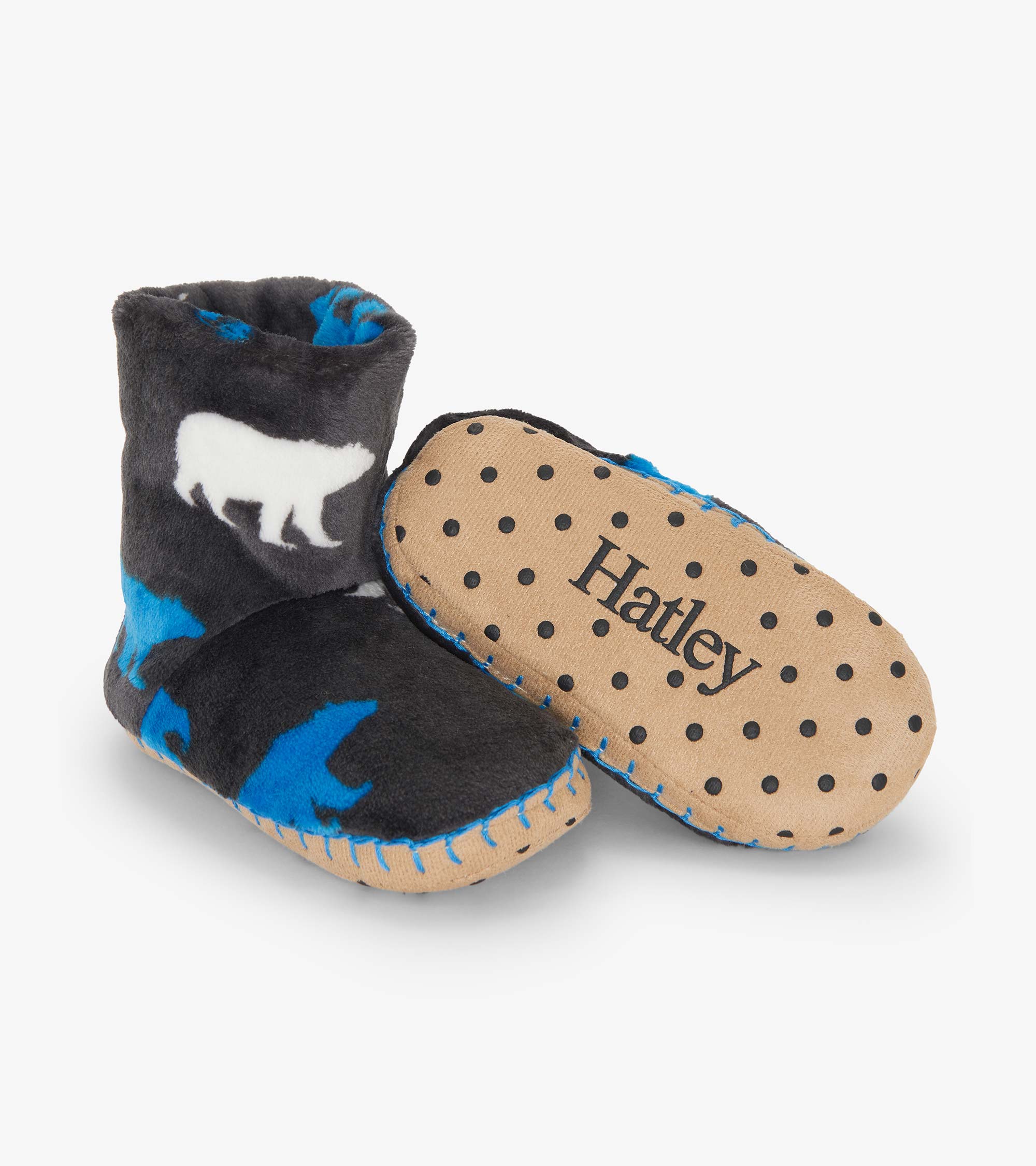 Boys Polar Bear Silhouette Fuzzy Fleece Slippers | Hatley Sale Boys