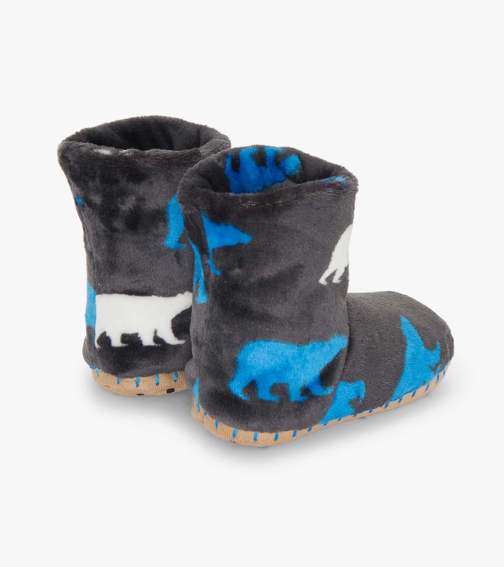 Boys Polar Bear Silhouette Fuzzy Fleece Slippers | Hatley Sale Boys