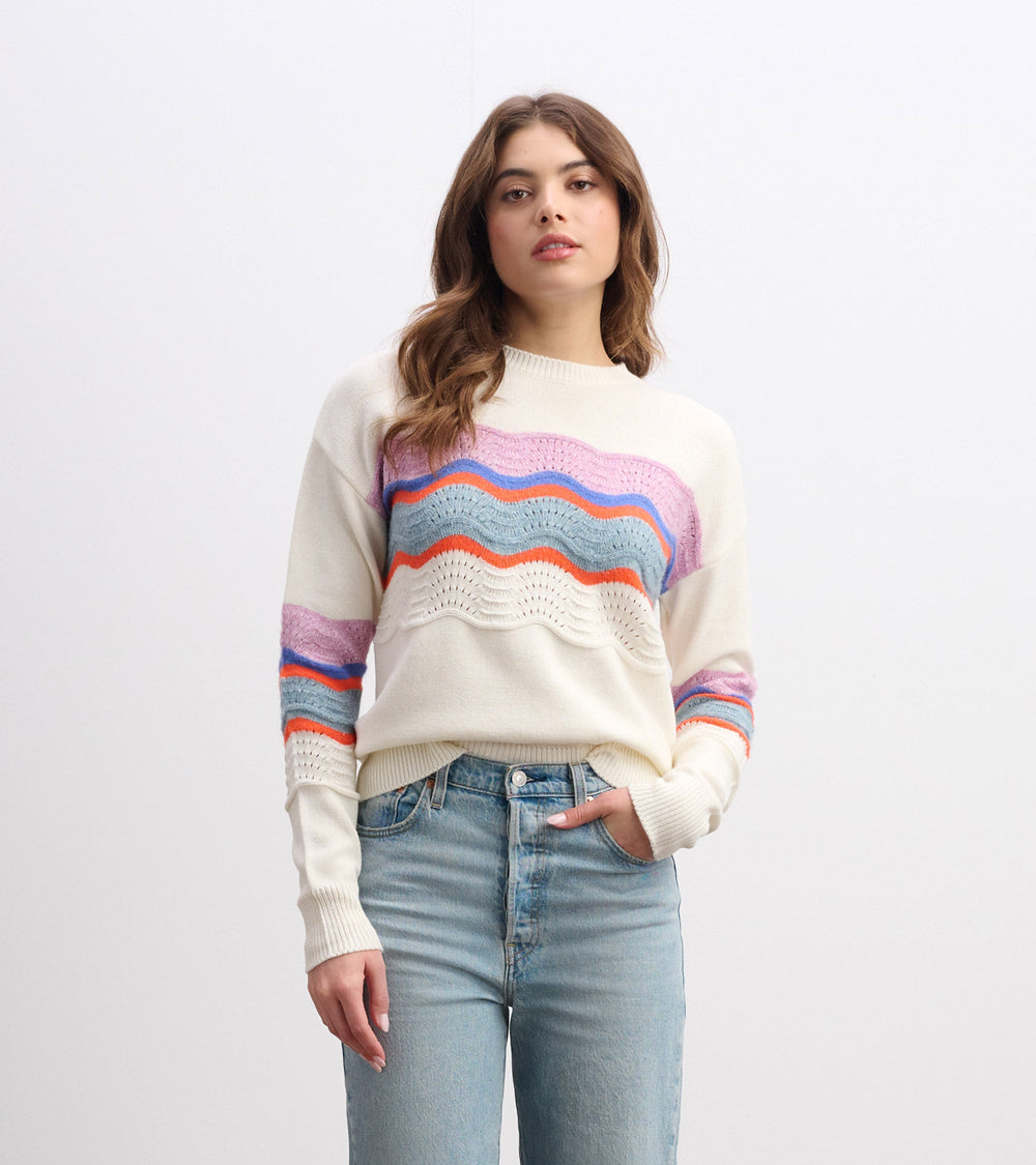 Pointelle Wave Sweater - Summer Sky Ripple | Hatley Outlet Women