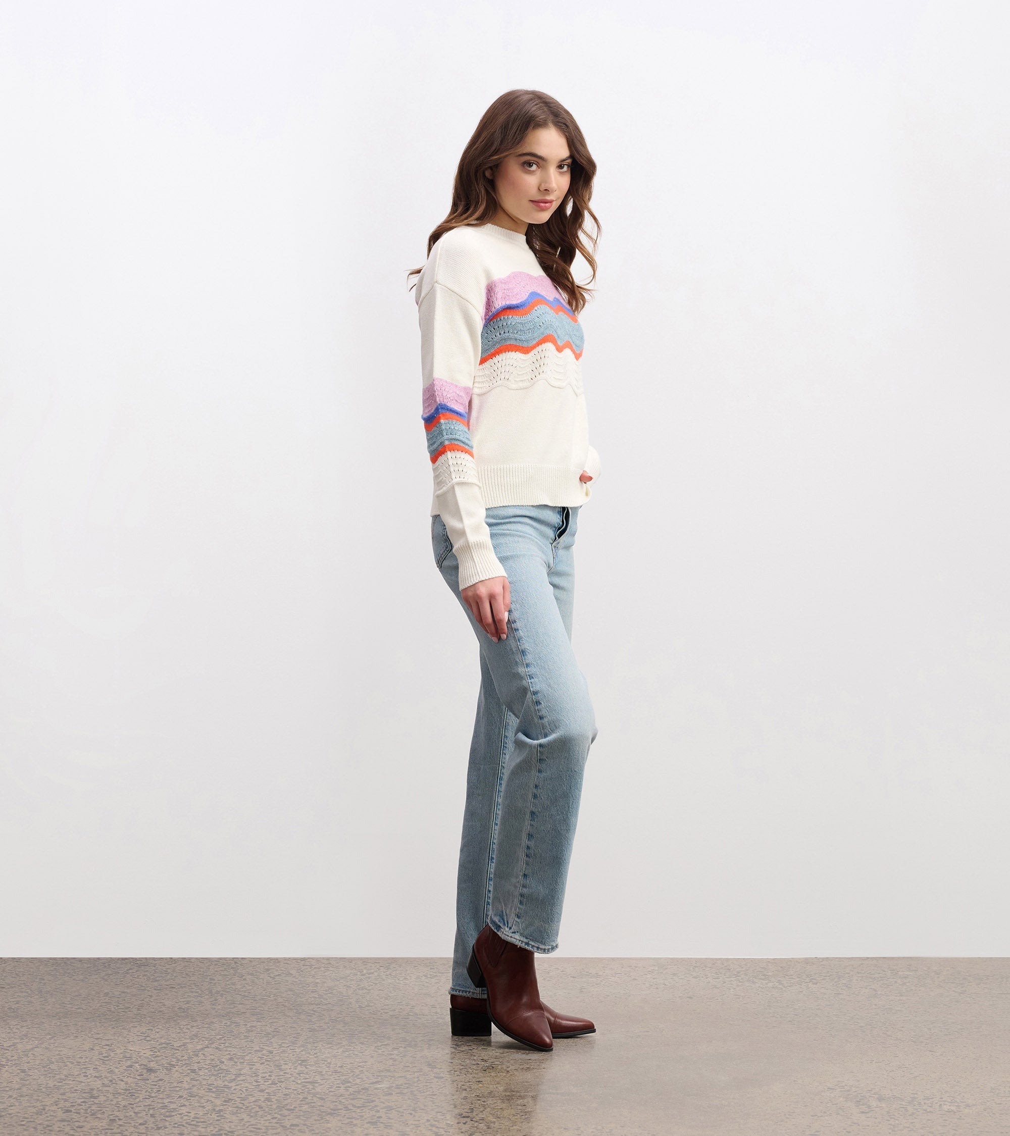 Pointelle Wave Sweater - Summer Sky Ripple | Hatley Outlet Women