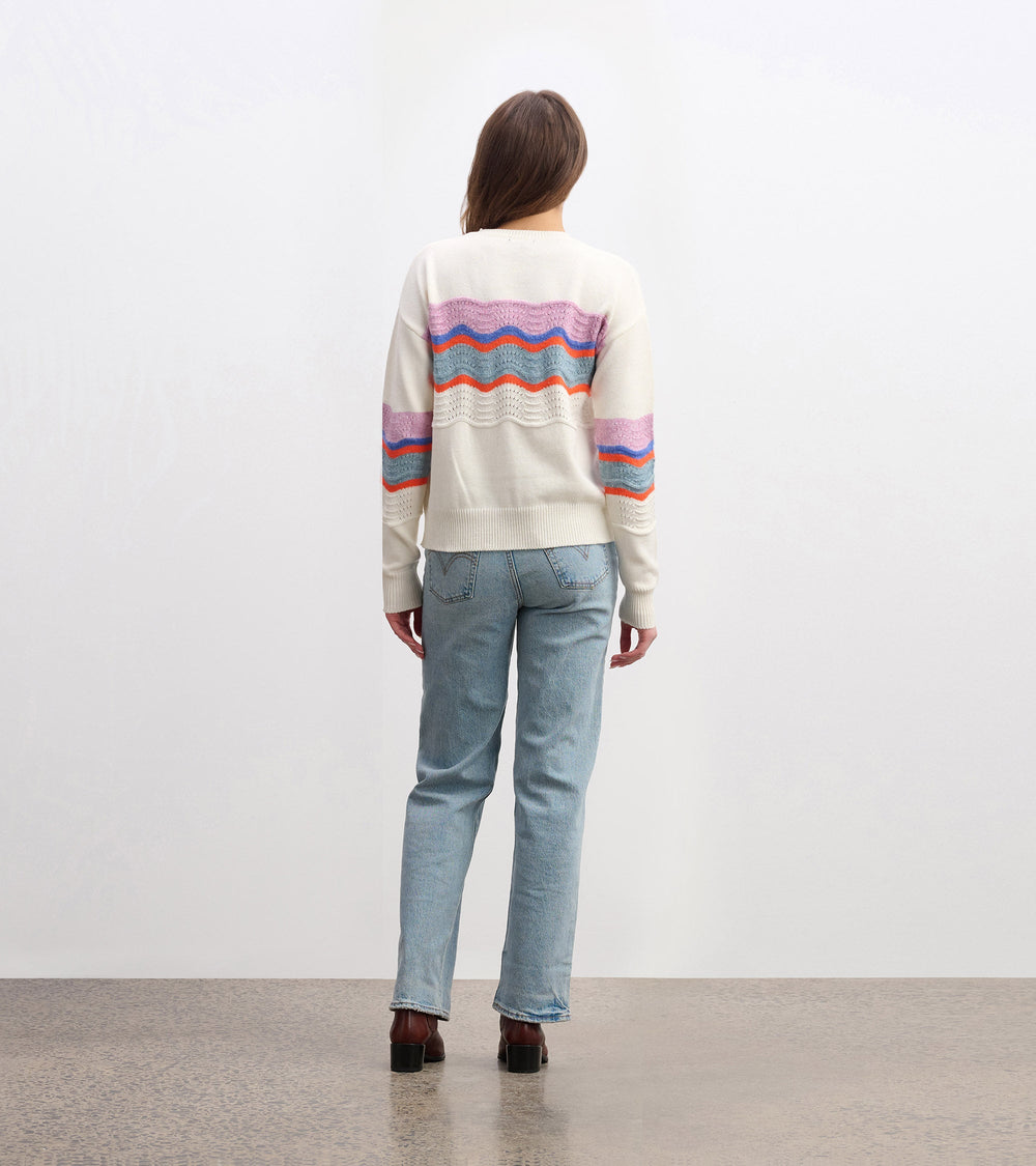 Pointelle Wave Sweater - Summer Sky Ripple | Hatley Outlet Women