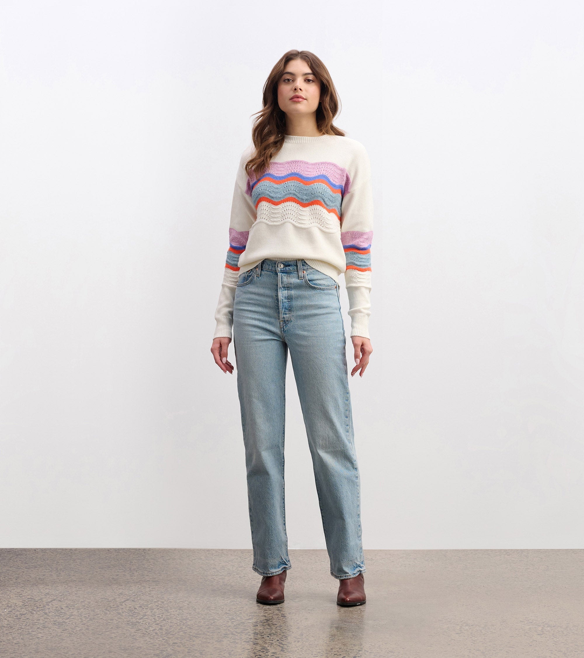 Pointelle Wave Sweater - Summer Sky Ripple | Hatley Outlet Women