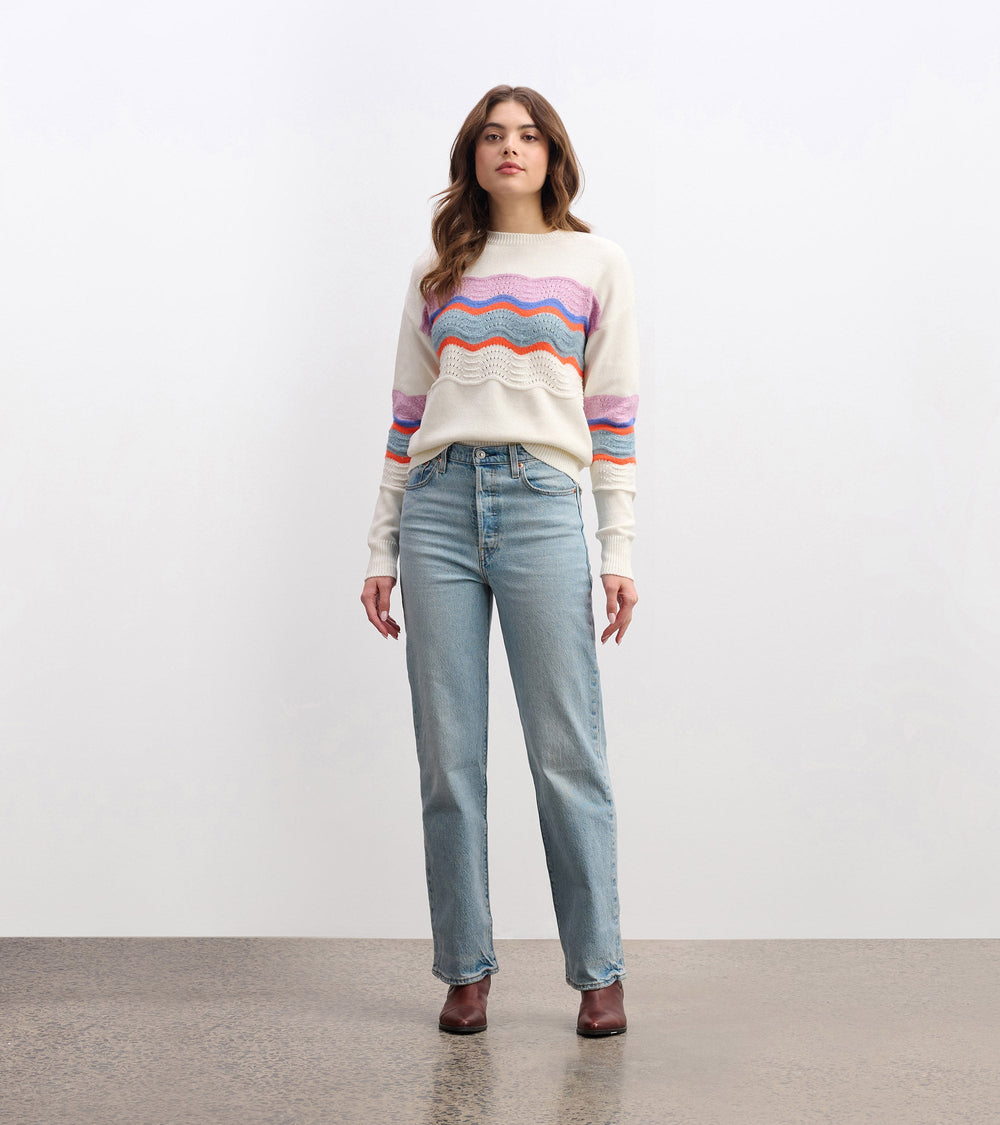Pointelle Wave Sweater - Summer Sky Ripple | Hatley Outlet Women