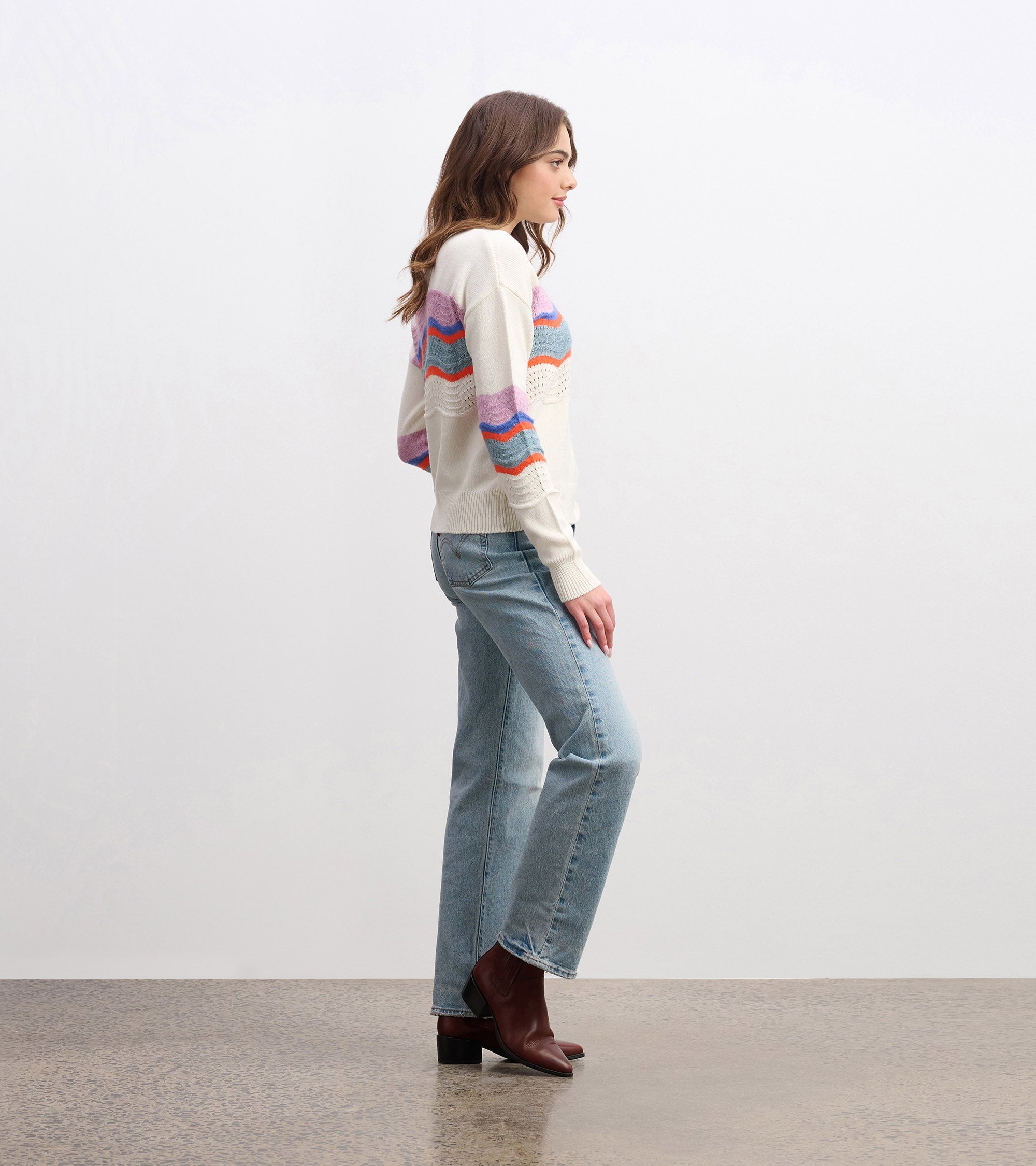 Pointelle Wave Sweater - Summer Sky Ripple | Hatley Outlet Women