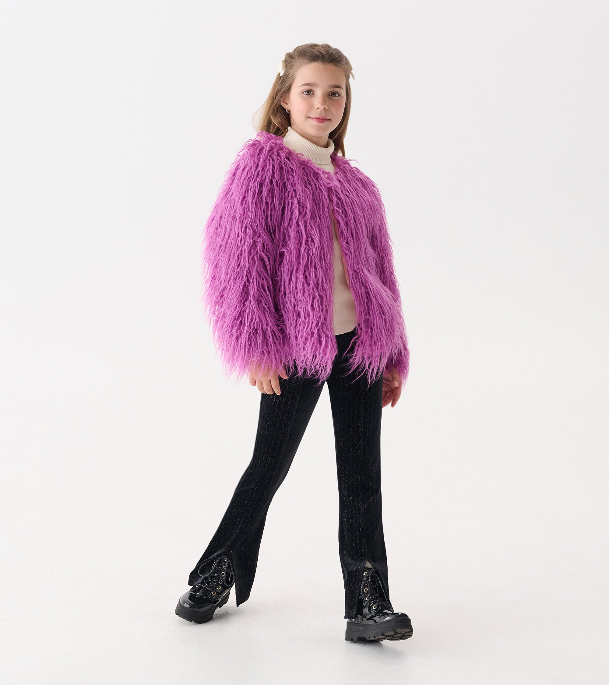 Girls Radiant Orchid Mongolian Faux Fur Topper | Hatley Discount Girls