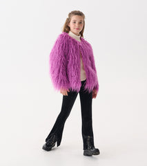 Girls Radiant Orchid Mongolian Faux Fur Topper | Hatley Discount Girls