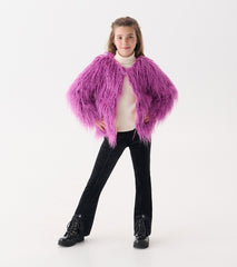Girls Radiant Orchid Mongolian Faux Fur Topper | Hatley Discount Girls