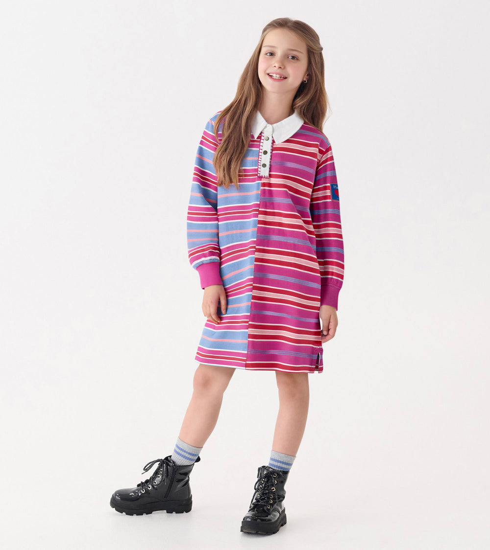 Girls Mixed Stripes Polo Dress | Hatley