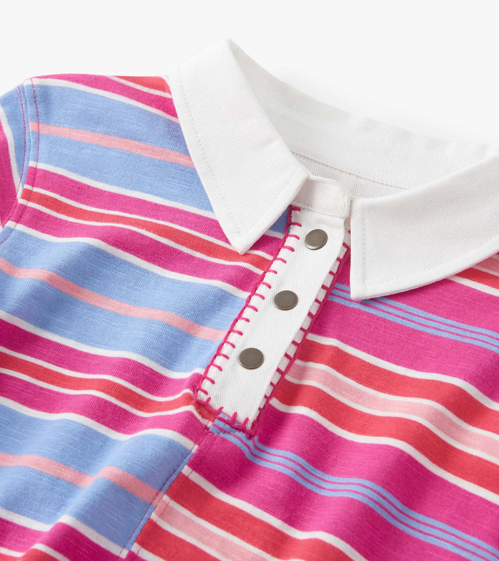 Girls Mixed Stripes Polo Dress | Hatley