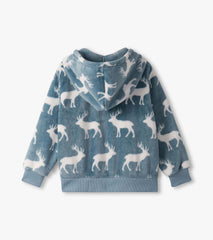 Boys Staggered Elks Fuzzy Fleece Zip-Up Hoodie | Hatley Onsale Boys