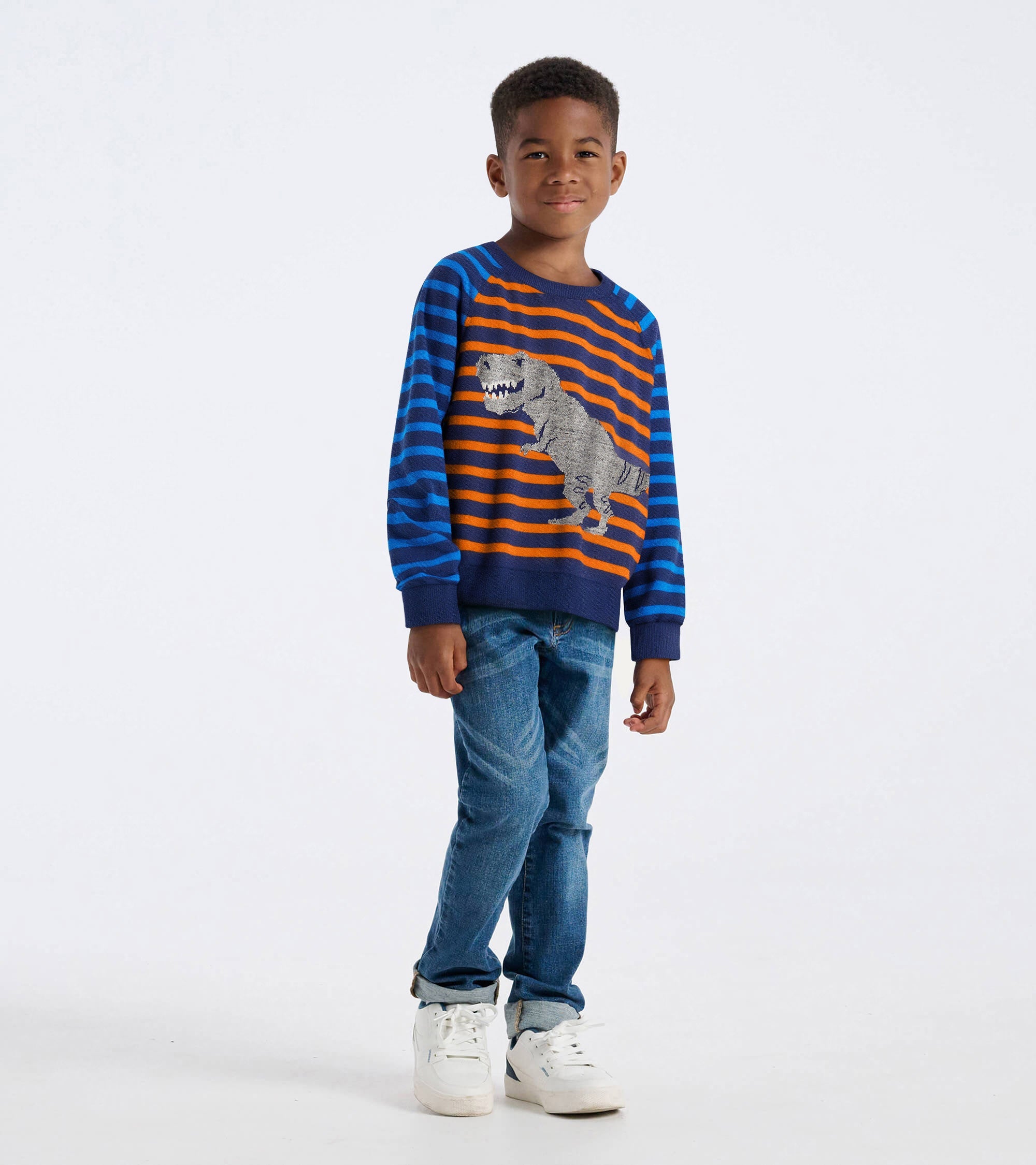 Boys Dino Mixed Stripes Raglan Sweater | Hatley Boys