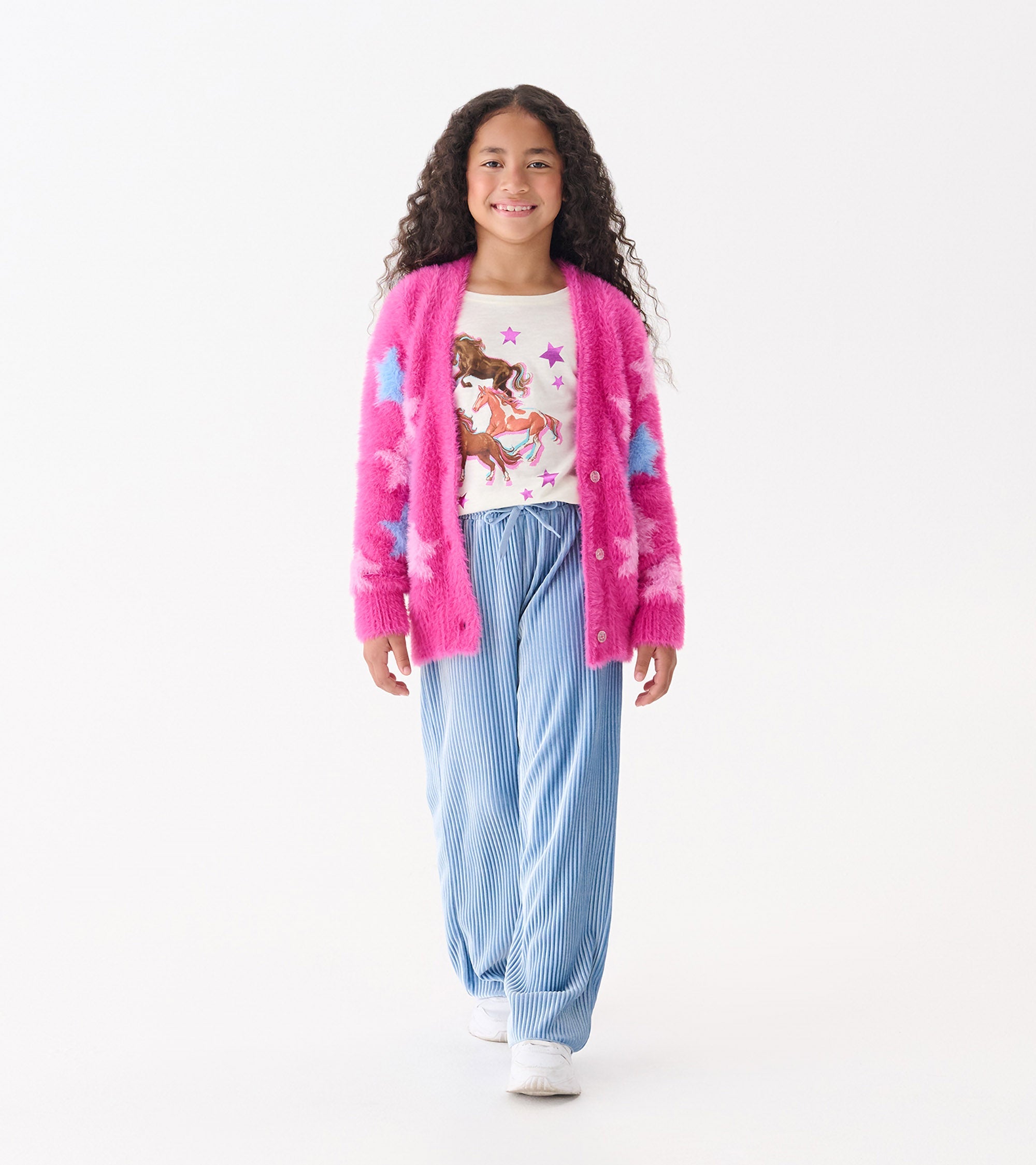 Girls Sparkling Star Fuzzy Cardigan | Hatley
