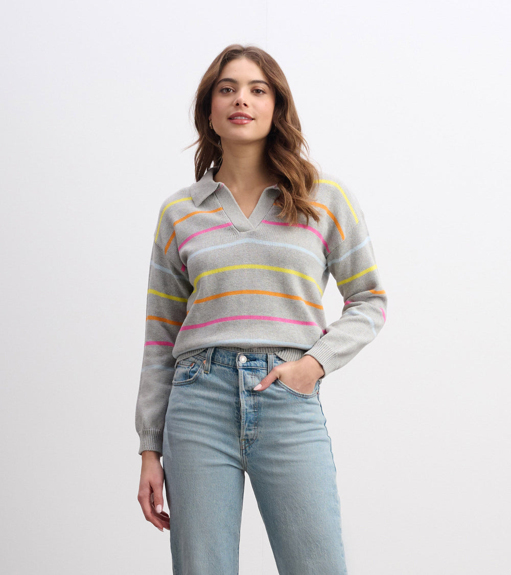 Johnny Collar Sweater - Sorbet Stripes | Hatley Sale Women