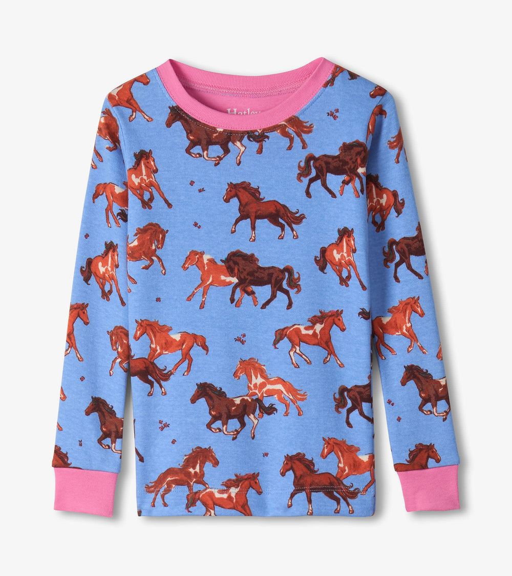 Girls Tinsel Horses Cotton Pajama Set | Hatley Sale Girls