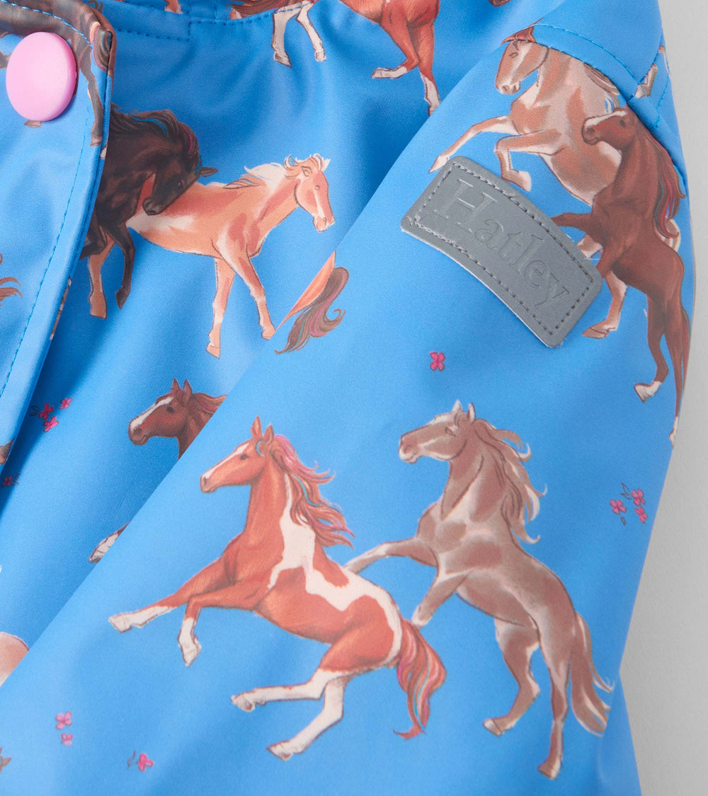 Girls Tinsel Horses Sherpa Lined Button-Up Rain Jacket | Hatley US Girls