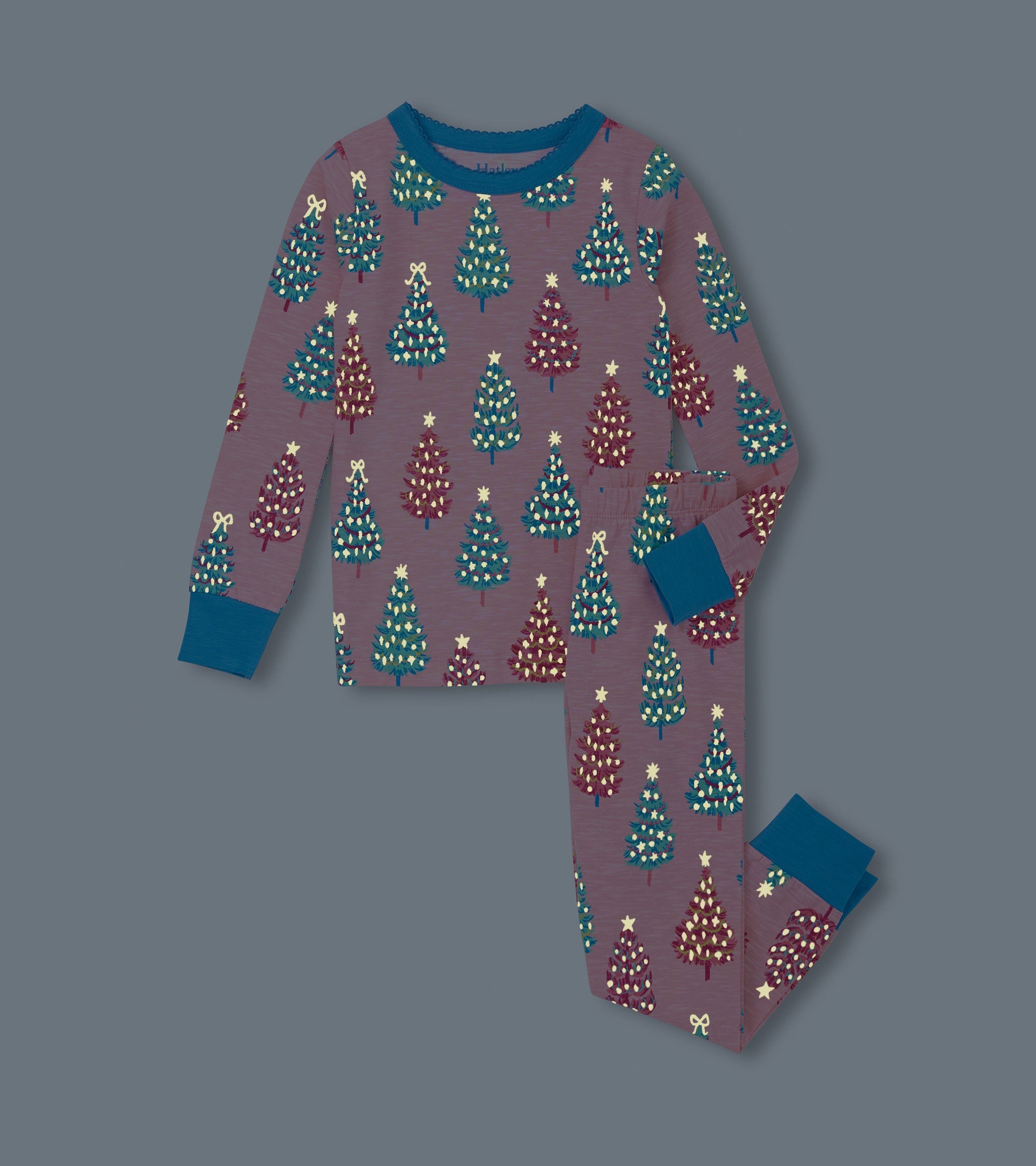 Girls Pink Bottle Brush Trees Glow in the Dark Cotton Pajama Set | Hatley Sale Girls