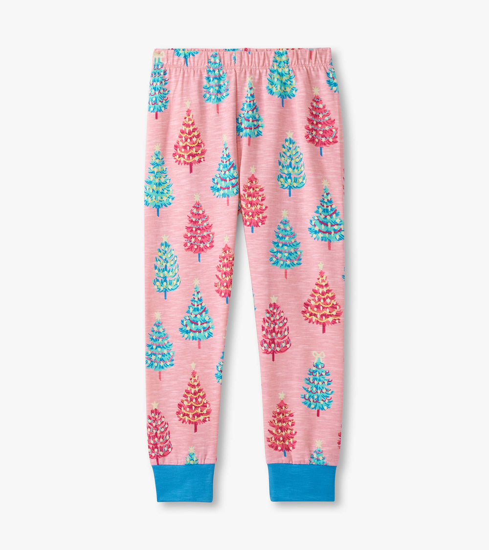 Girls Pink Bottle Brush Trees Glow in the Dark Cotton Pajama Set | Hatley Sale Girls