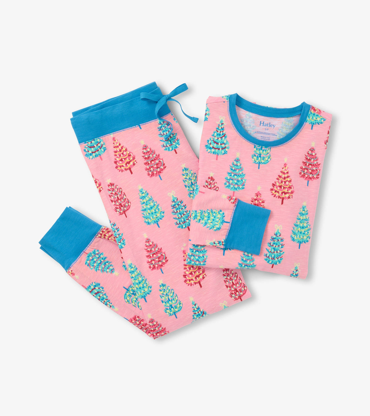 Women's Pink Bottle Brush Trees Glow in the Dark Cotton Pajama Set | Hatley Discount Women