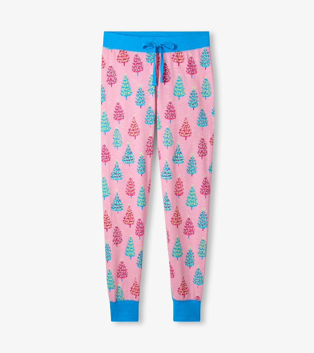Women's Pink Bottle Brush Trees Glow in the Dark Cotton Pajama Set | Hatley Discount Women