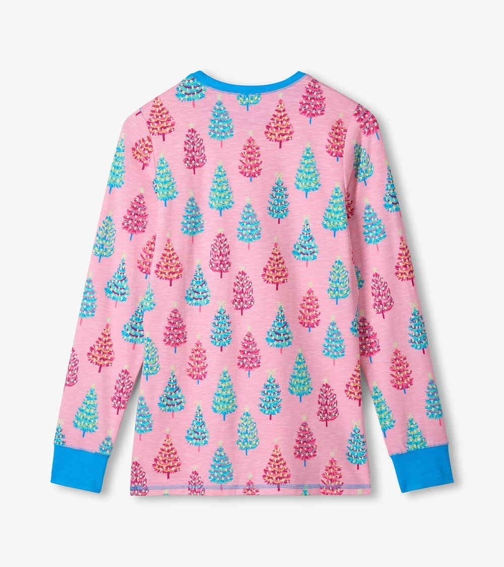 Women's Pink Bottle Brush Trees Glow in the Dark Cotton Pajama Set | Hatley Discount Women