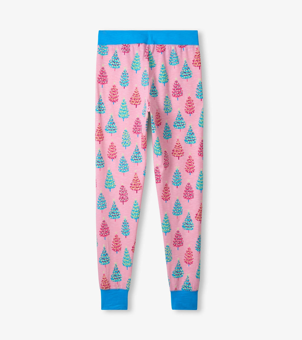 Women's Pink Bottle Brush Trees Glow in the Dark Cotton Pajama Set | Hatley Discount Women