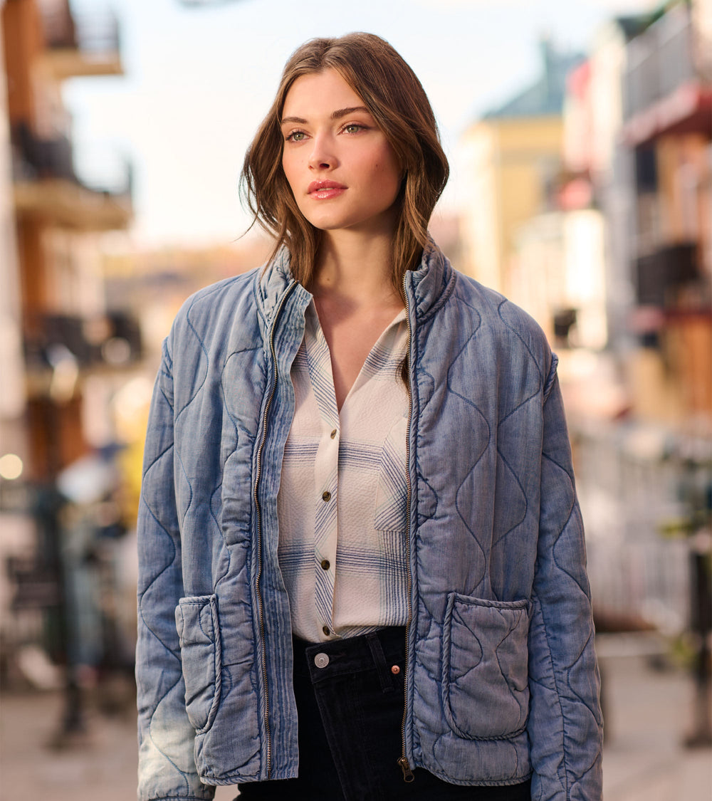 Quilted Tencel Jacket - Washed Blue | Hatley Women