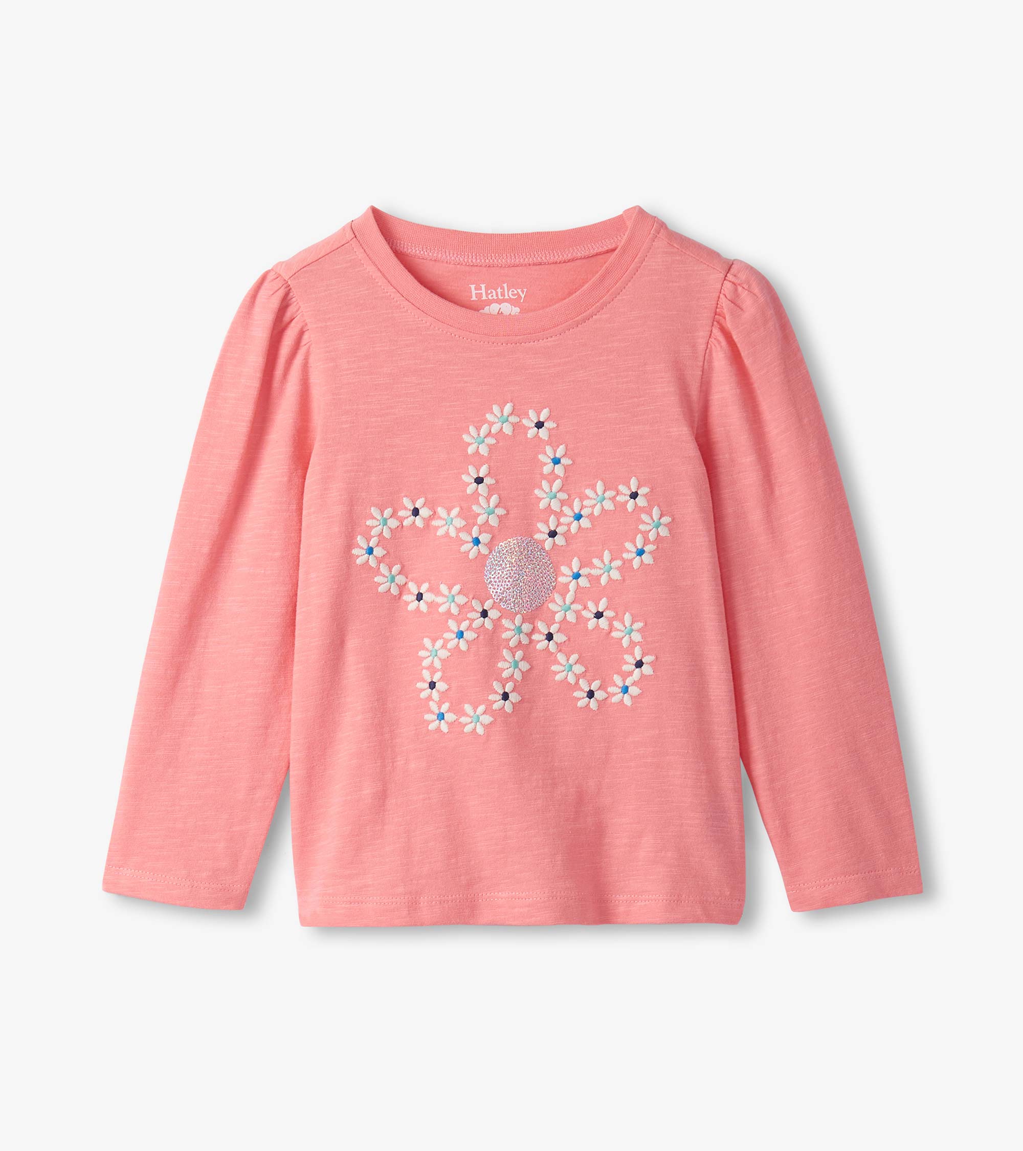Girls Embroidered Flowers Puff Sleeve Graphic Tee | Hatley Outlet Girls
