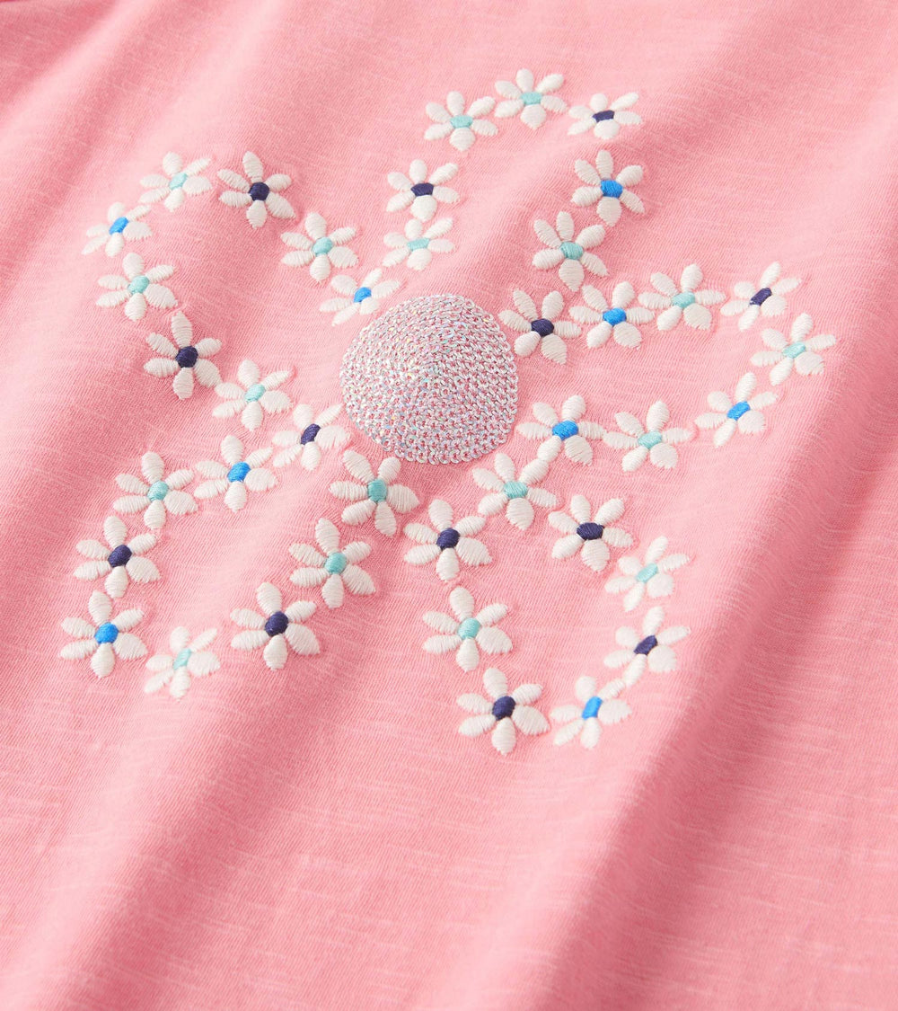 Girls Embroidered Flowers Puff Sleeve Graphic Tee | Hatley Outlet Girls