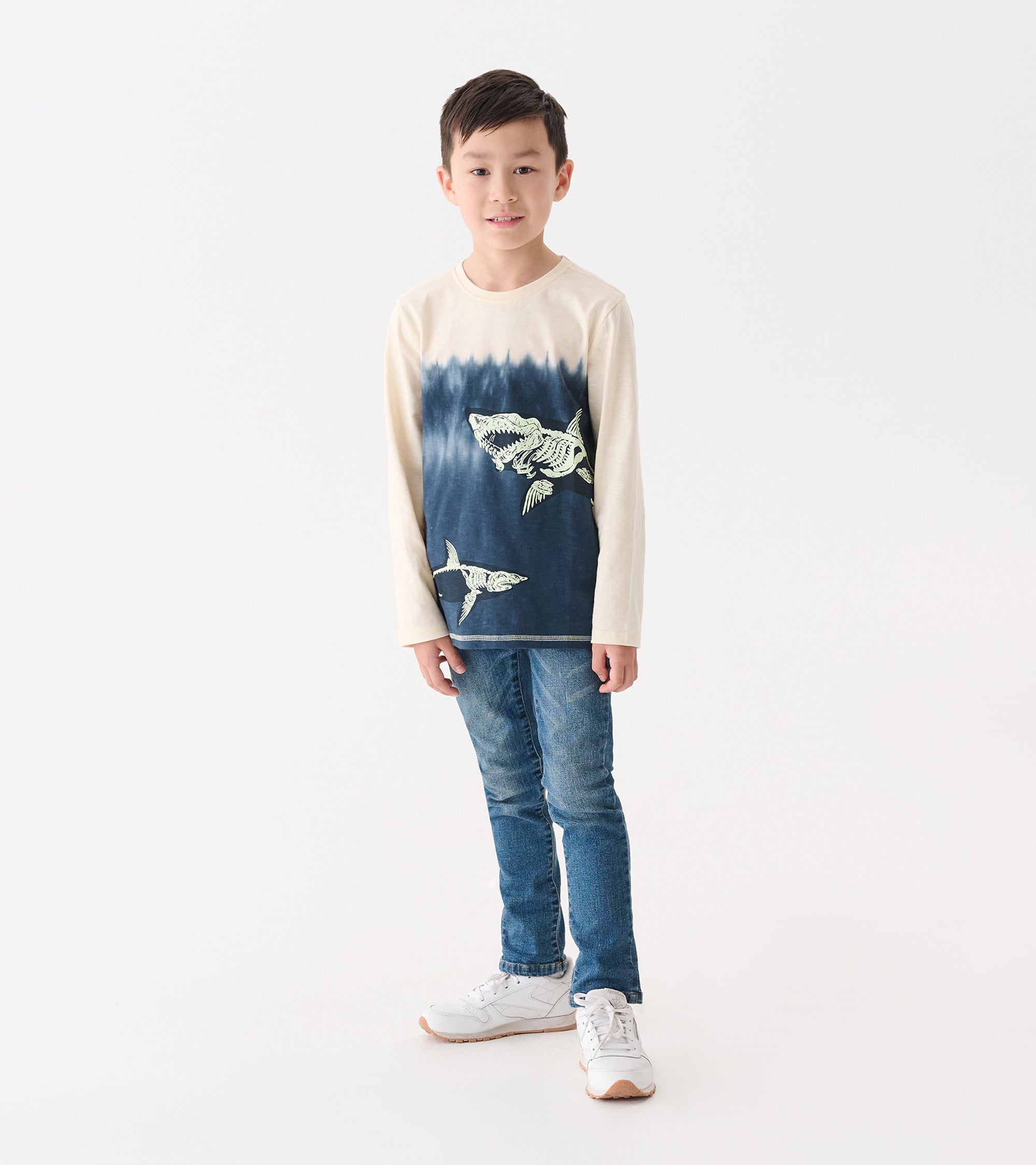 Boys Shark Bones Glow in the Dark Long Sleeve Graphic Tee | Hatley Onsale Boys