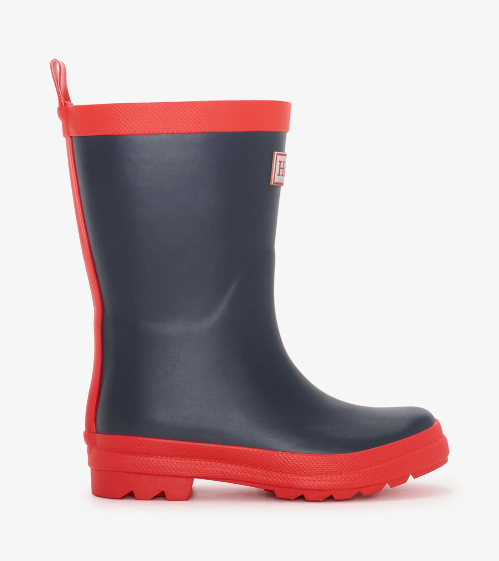 Kids Navy & Red Matte Rain Boots | Hatley For Boys|Girls