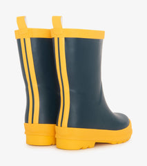 Kids Navy & Yellow Matte Rain Boots | Hatley