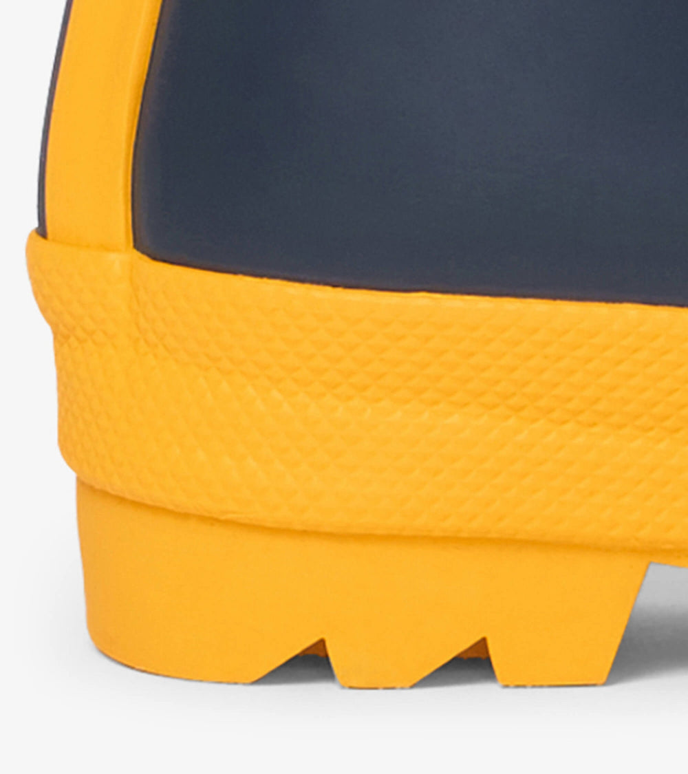 Kids Navy & Yellow Matte Rain Boots | Hatley