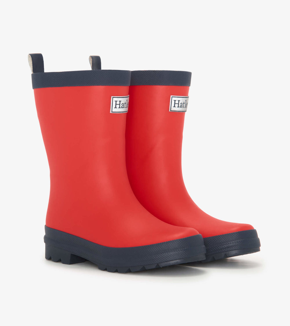 Kids Red & Navy Matte Rain Boots | Hatley Discount Girls|Boys