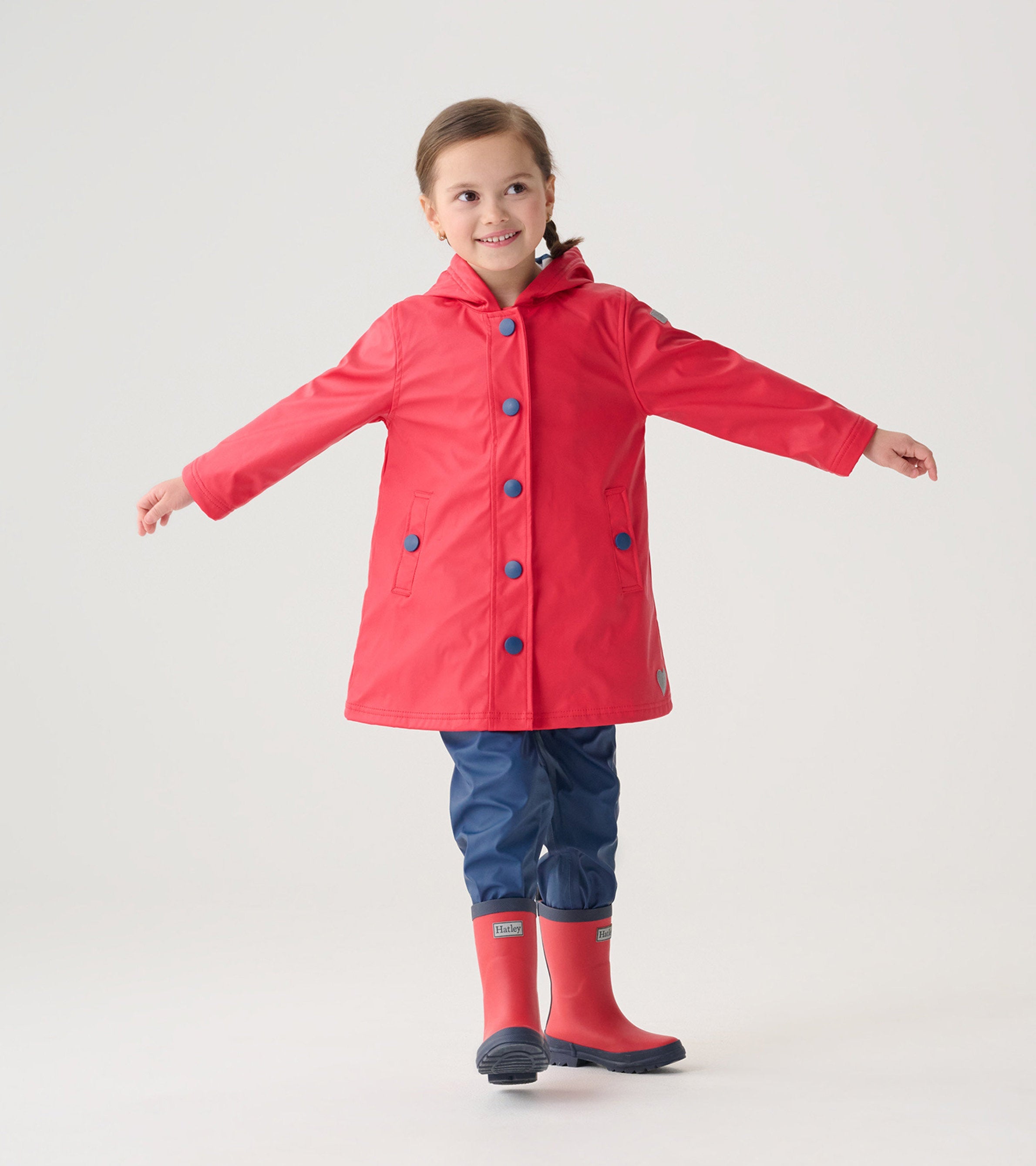 Kids Red & Navy Button-Up Rain Jacket | Hatley Girls|Boys