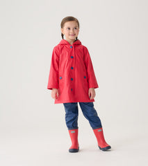 Kids Red & Navy Button-Up Rain Jacket | Hatley Girls|Boys