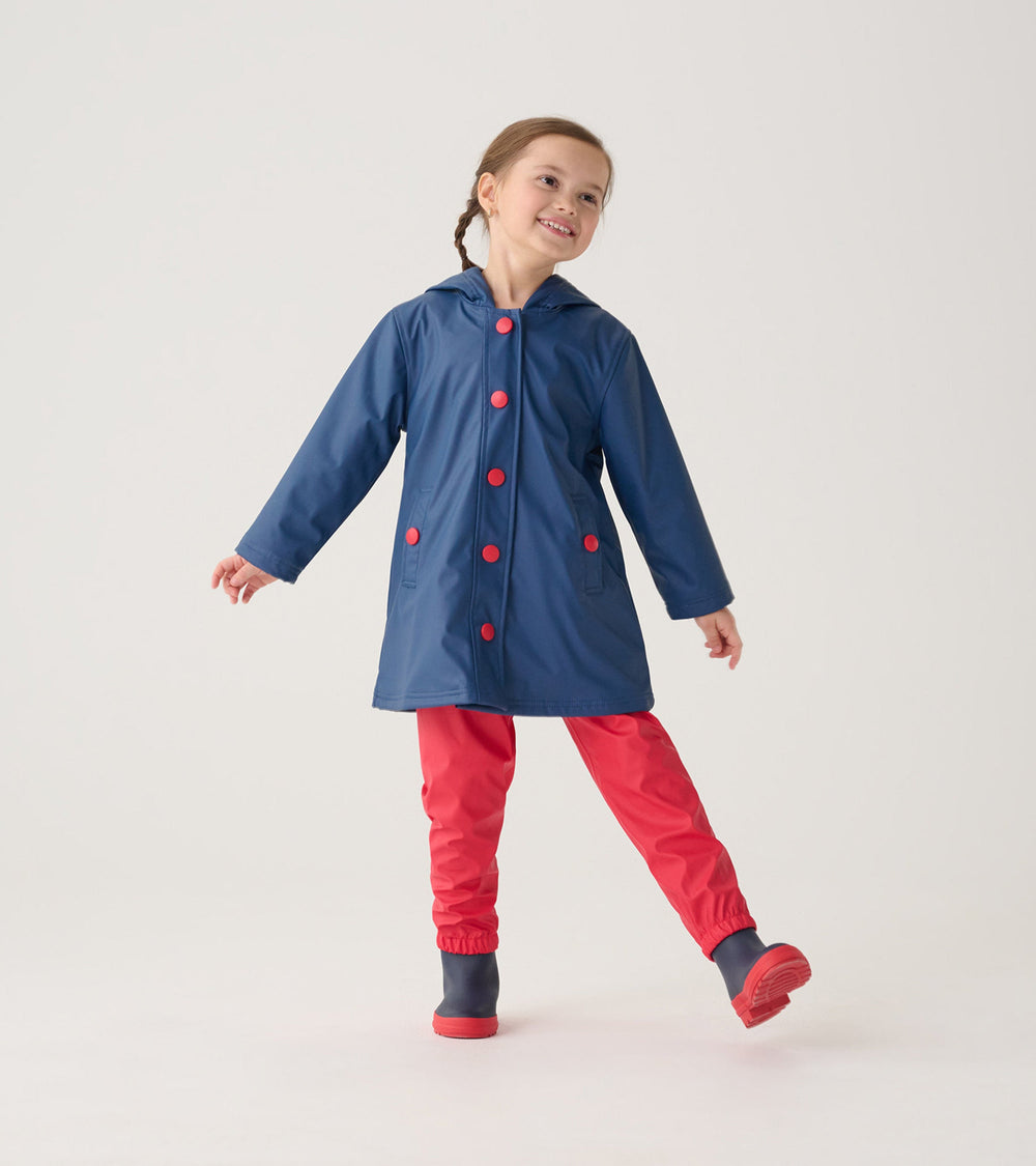 Kids Navy & Red Button-Up Rain Jacket | Hatley Sale Girls|Boys