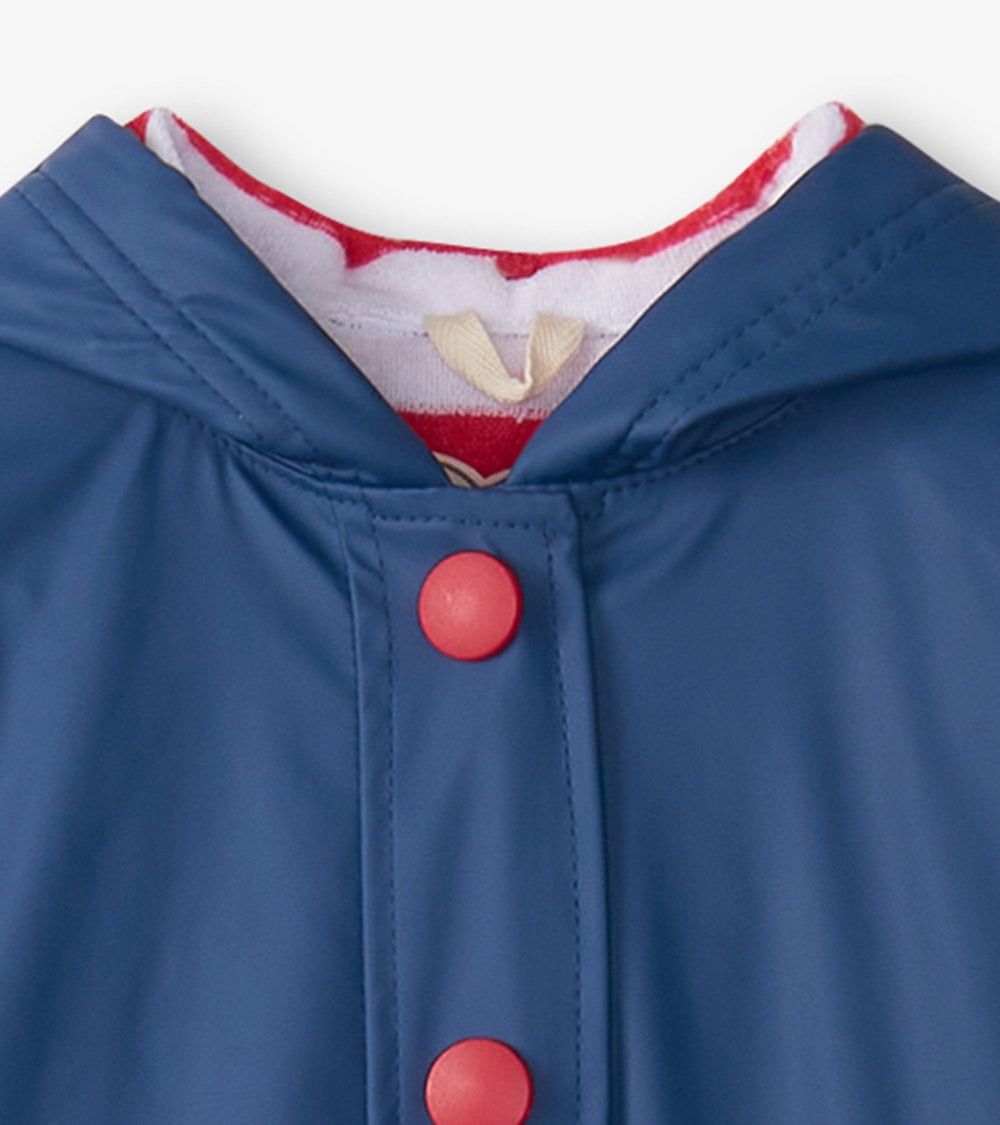 Kids Navy & Red Button-Up Rain Jacket | Hatley Sale Girls|Boys