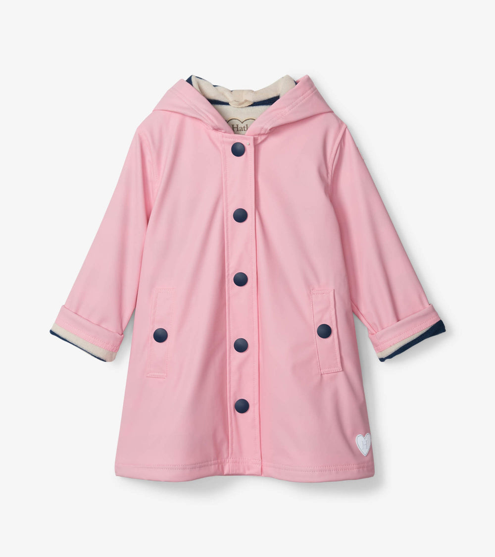 Girls Pink & Navy Button-Up Rain Jacket | Hatley US Girls